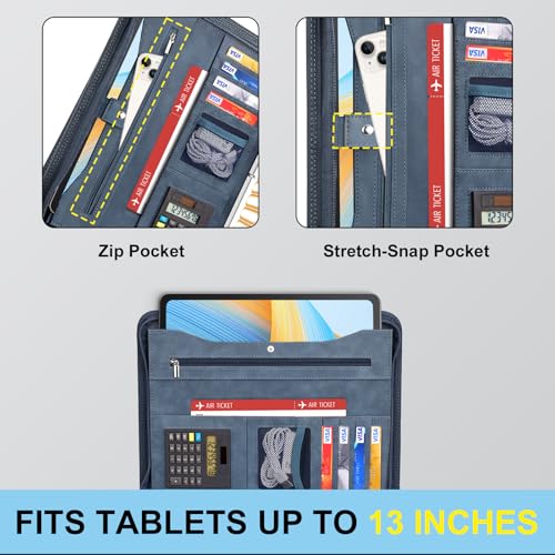 Image of Eshow Portfolio Organizer - 3 Ring Binder with Zipper, Vegan Leather Business Padfolio Folder with Notepad Includes 5 Color Sheet Protectors for Documents Files for Men Women