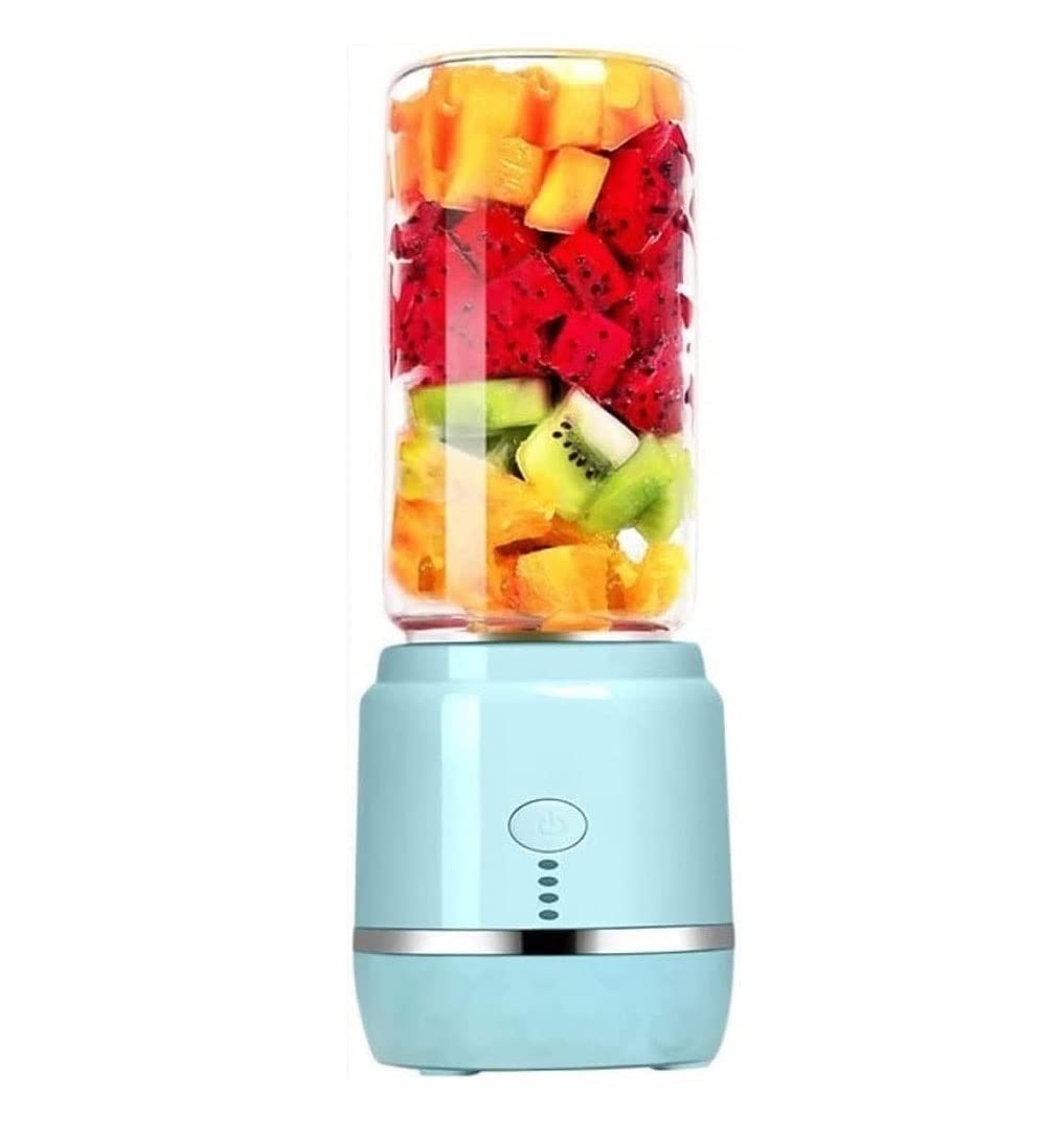 Przenośny blender, osobisty mały blender do koktajli i smoothie, ładowany przez USB, blender do soków do uprawiania sportu, podróży i na świeżym powietrzu (kolor: różowy) (niebieski)