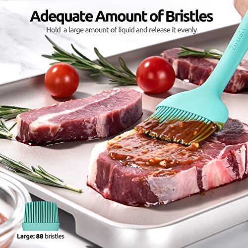 Image of Angled Large Silicone Basting Brush, U-Taste 600ºF Heat Resistant 9.8 inch Kitchen Pastry Cooking Baking Food Rubber Head-Up Baster Brush for Oil Sauce BBQ Butter Grill Meat Egg Bread (Aqua Sky)