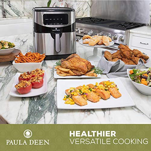 Paula Deen Stainless Steel 10 Qt Digital Air Fryer (1700 Watts), Led Display, 10 Preset Cooking Functions, Ceramic Non-Stick Coating, Auto Shut-Off, 50 Recipes (Stainless Steel) #TOP4