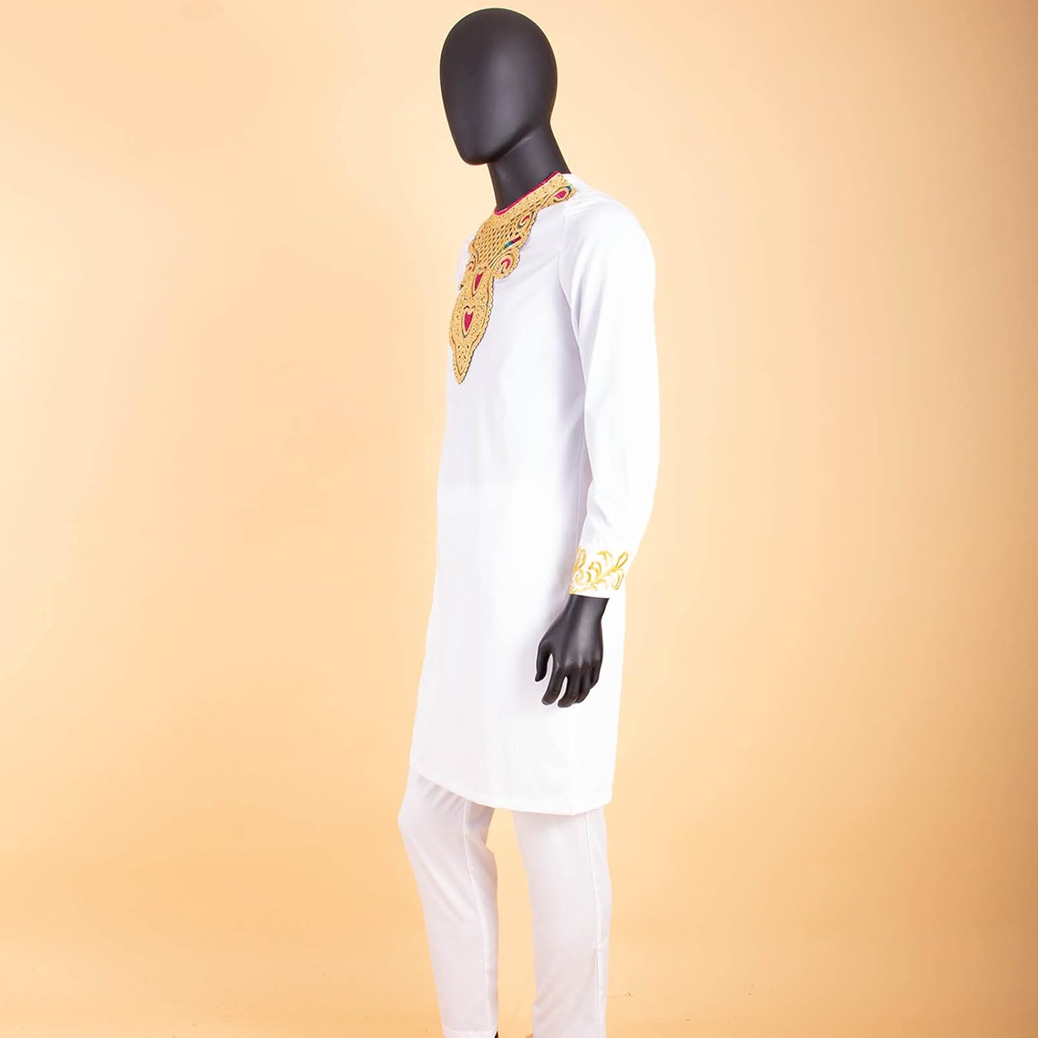 African Suits for Men Embroidery Shirts and Pants 2 Piece Set Dashiki Outfits Tribal Kaftan for Wedding