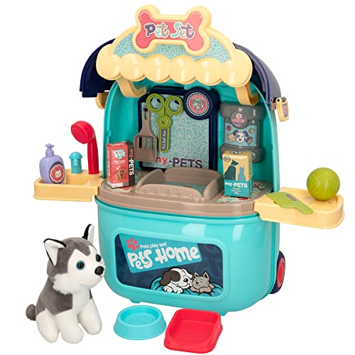 ColorBaby 49759 - Maletín peluquería Canina para niños 2 en 1 / Salón de Belleza para Perritos y Mascotas/Juguetes para niños y niñas, Perro Mascota, Perro de Juguete/Centro Veterinario