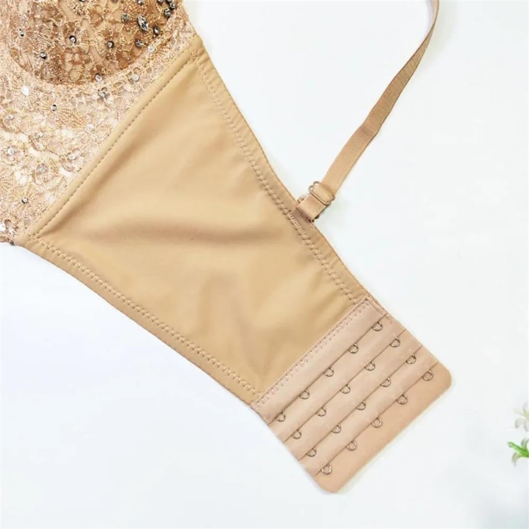 Yeuyyben Corsetto da donna canotta con strass senza maniche slim fit club party palcoscenico performance crop top