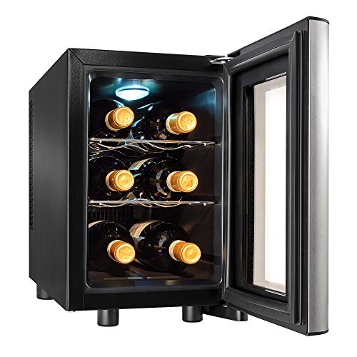 Wine Enthusiast 6-Bottle Countertop Wine Cooler - Mini Fridge for Kitchen with 3 Shelves, Adjustable Temperature Control, & Energy Efficient Cooling Beverage Refrigerator