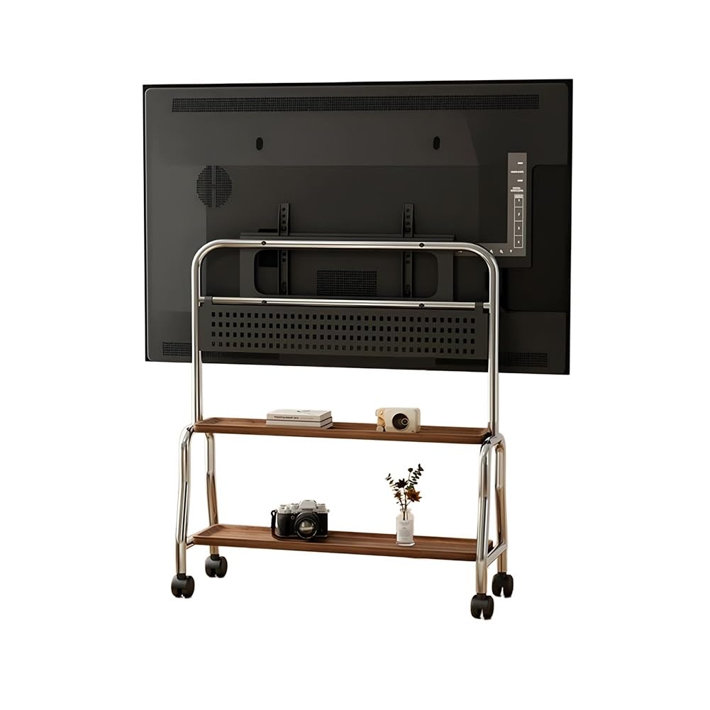 JKJZSALJ Mobile Tv Stand With Wheels For 40-75” Tvs, Rolling Cart With Storage Shelves & Pegboard, Heavy Duty Floor Mount For Living Room, Bedroom & Office,Brown,b,89x40.5x120 cm