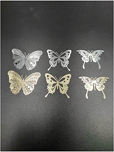 Aufkleber für Handy/Laptop/iPad, Metall, Schmetterlingsmotiv, Chrom, 2 Stück