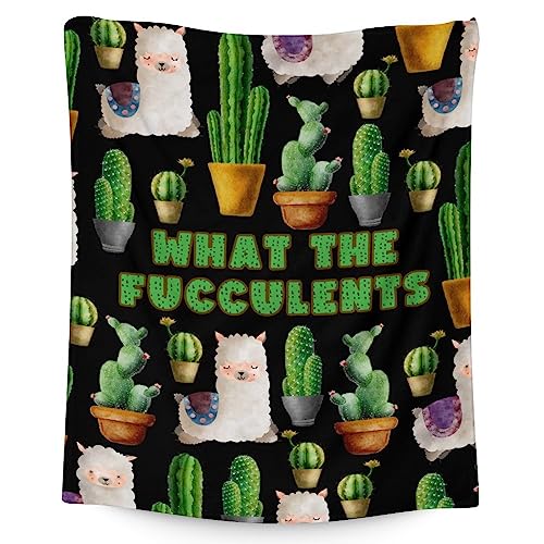 Cactus Throw Blanket - Soft, Fuzzy & Warm - 30x40 Inches Small Blankets for Lap, Crib - Black Aesthetic Throws Gift for Cactus Lovers