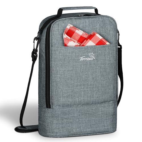 Kato Tirrinia Insulated Kühltasche - 2 Flaschentasche Träger für Wein & Bier, Wein Becher Glas Kühler Träger mit isoliert,Griff & Schultergurt, Flaschenkorb für Weinprobe, Reisen, Park, Strand