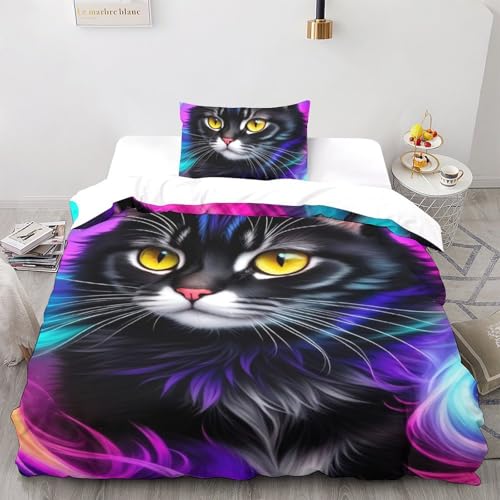 Housse de couette anti-allergie parure de lit microfibre résistante double 3D - 3