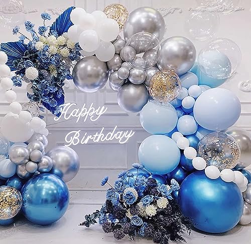 Image of KALOR Metallic Blue Balloons, 100 pcs 5 inch Thick Latex Chrome balloons for Balloon Garland Arch, Birthday Decoration, Wedding Party, Baby Shower Decorations