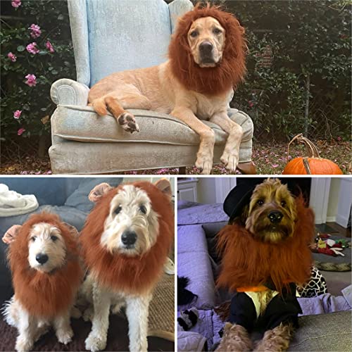 Cppslee Lion Mane For Dog Costumes, Dog Lion Mane, Realistic Lion Wig For Medium To Large Sized Dogs, Large Dog Halloween Costumes, Lion Mane For Dog， Halloween Costumes For Dogs (Dark Brown) #TOP6