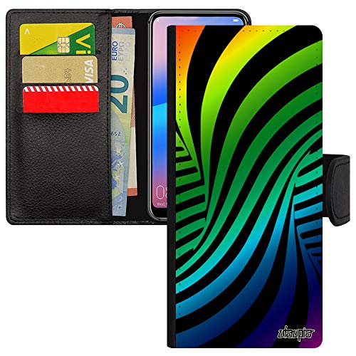 Coque Samsung S21 Ultra portefeuille pas cher étui clapet 3D vert noir effet mirage