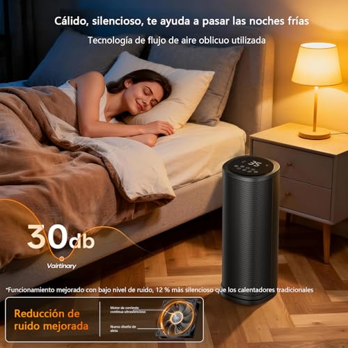 1800W Calentador Bajo Consumo,Calefactor Ceramico de Calentamiento Rápido con Mando, Oscilación de 70°, Temporizador 12H y Protección Contra Sobrecalentamiento,para Baños, Dormitorios y Salones - imagen 6