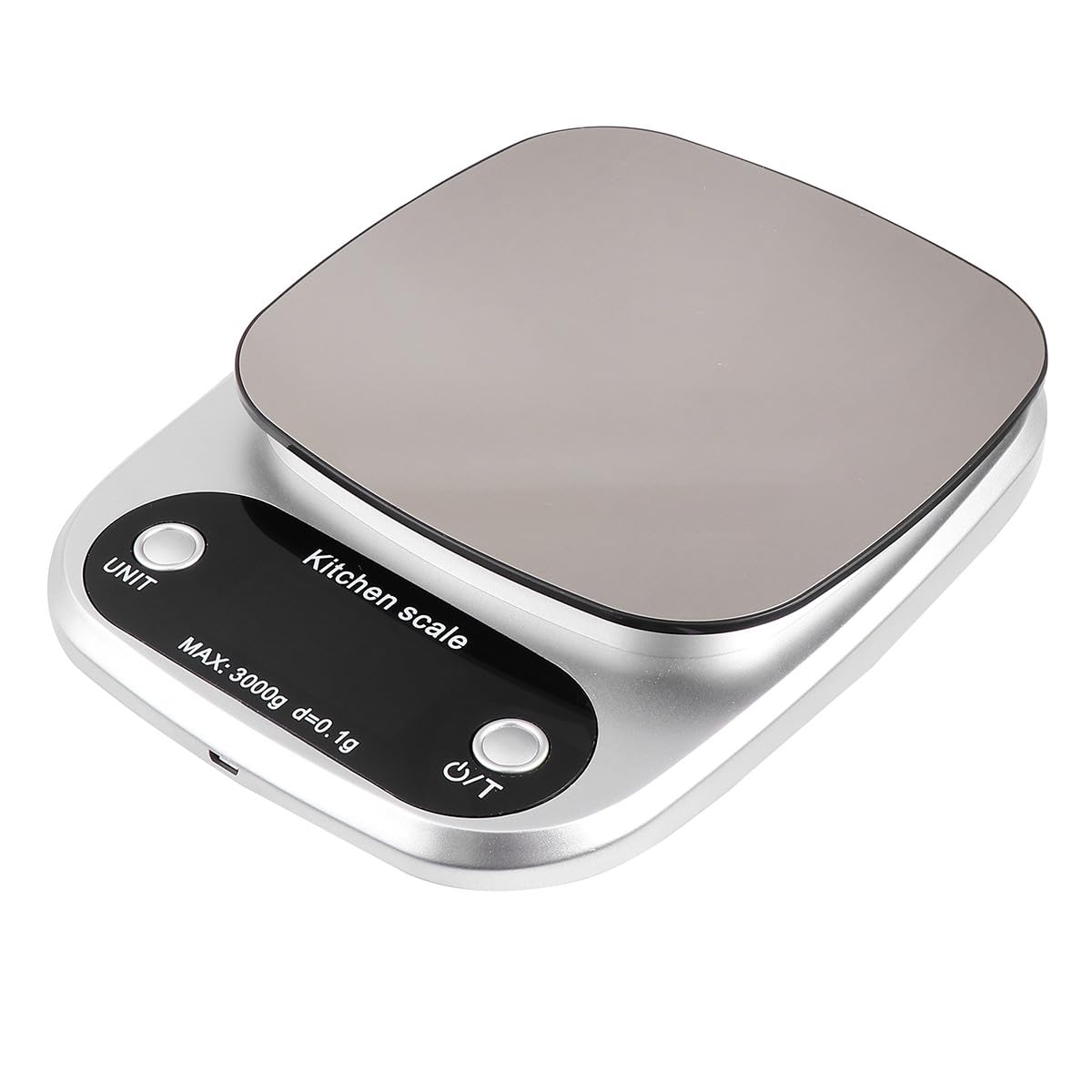 HOMSFOU Digitale Küchenwaage Edelstahl 3 Kg 0,1g Präzisionswaage mit Lcd Anzeige Wiederaufladbar für Küche und Schmuck