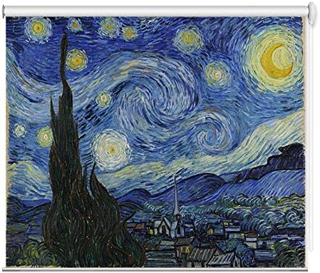 Miniatura 2 de PASSENGER PIGEON Persianas opacas sin cordón, The Starry Night, de Vincent Van Gogh, persianas enrollables con patrón con cenefa, filtro de luz