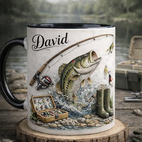 Taza de cerámica para pesca personalizada con nombre miniatura 1