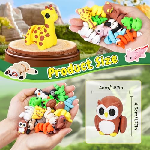 Image of YILCER 24PCS Mini 3D Printed Animals Articulated Flexible Toy Easter Basket Stuffers for Kids Easter Egg Fillers Tiny Animals Figurines Cute Pocket Pets Desk Ornaments Valentines Gifts for Kids