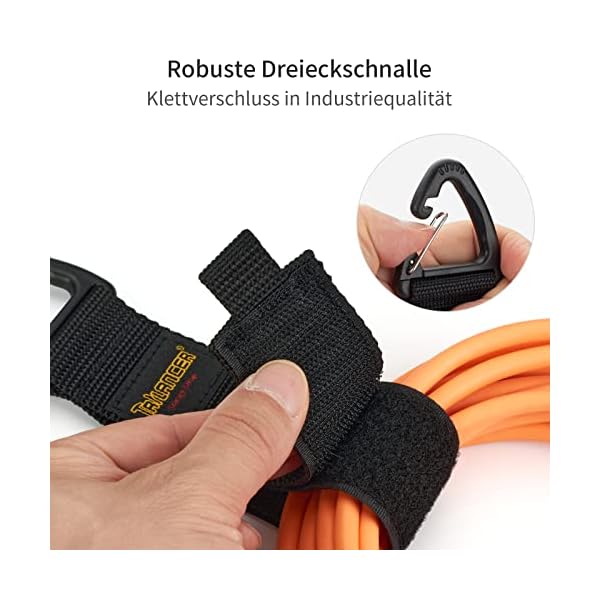 Trilancer Klettband mit Öse mit dreieckiger Schnalle zum Aufhängen an Wänden für Kabel, Drähte, Seile, Schläuche… – Bild 4
