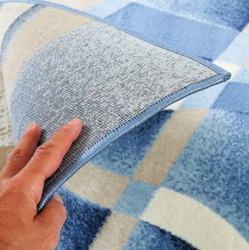 2305 Geometric Abstract Blue 6x9 Area Rugs for Living Room