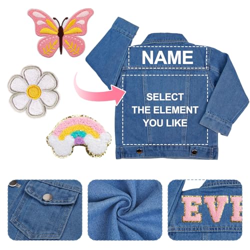 Personalized Kids Denim Jacket with Names, Back to School Outfits, Custom Jean Jacket for 1-8 Year Old Girl Gifts4