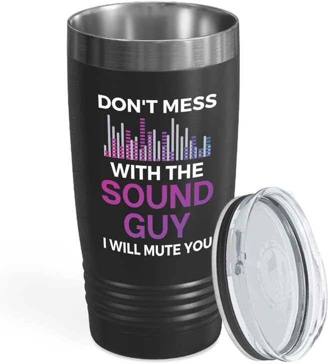 Audio Engineer Black Edition Ringneck Tumbler 20oz - I Will Mute You - Audio Engineer Gifts Sound Guy Gifts Sound Engineer Gift Radio Mixer Stereo Music Studio