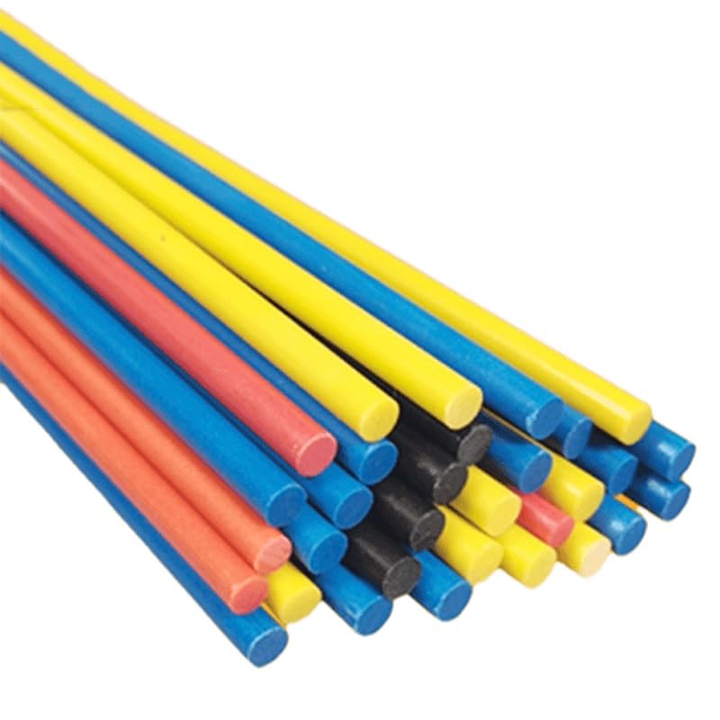 Aste in fibra di vetro colorate da 10 pezzi da 1000 mm, aste in fibra di vetro ad alta resistenza(Black,3x1000mm)