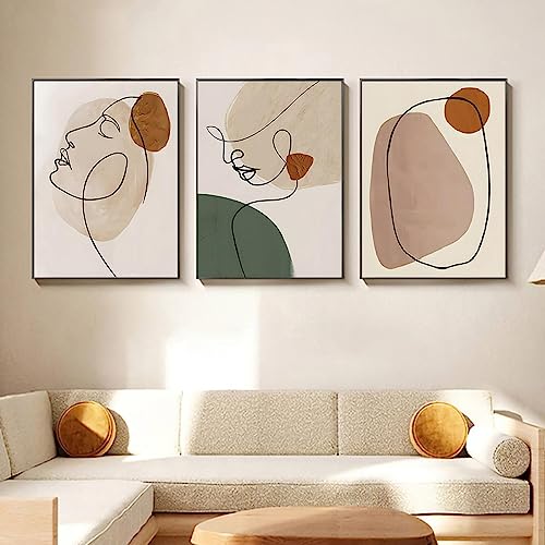 Affiches Toile Visage Ligne Art Abstrait Géométrique 60x80cm Décoration Salon