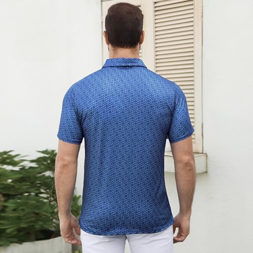Camiseta polo casual para hombre de manga corta, con estampado completo, tecnología transpirable y secado rápido, bolsillo en el pecho, cuello con botones, UPF 50+, ideal para exterior, rugby y actividades atléticas miniatura 6