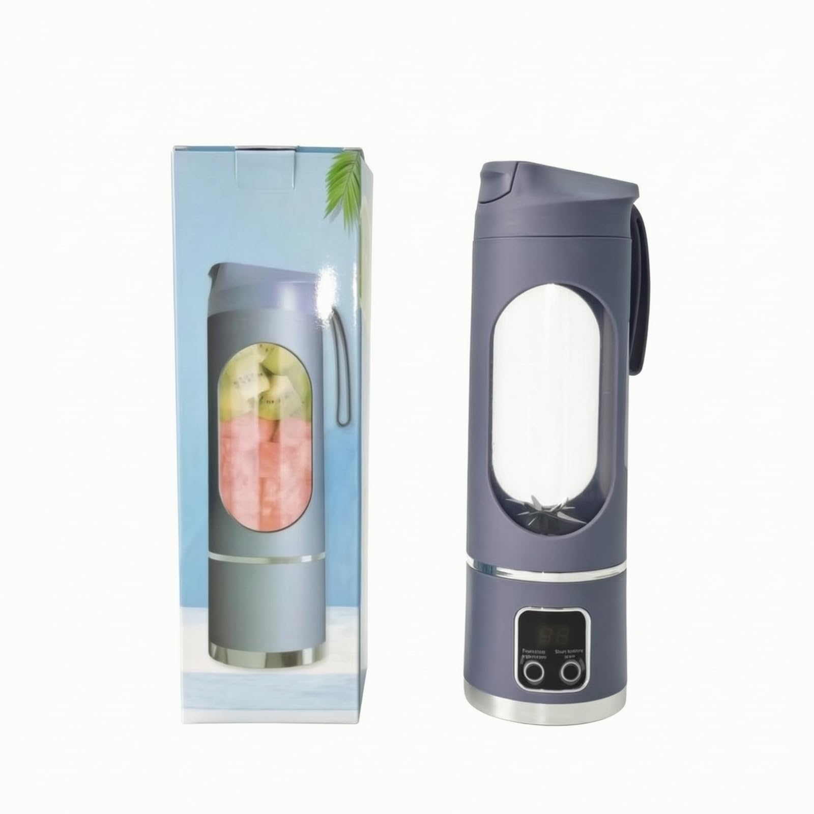 Extracteur Jus Rechargeable Compact à Jus Fenêtre Visualition Alimentaire Machine à Portable pr Extérieur,