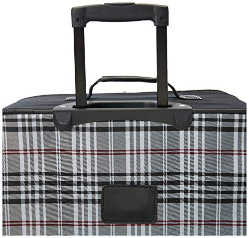 Image of Rockland Fashion Softside Upright Luggage Set, Telescoping Handles, Black Plaid, 4-Piece (14 /19 /24 /28)