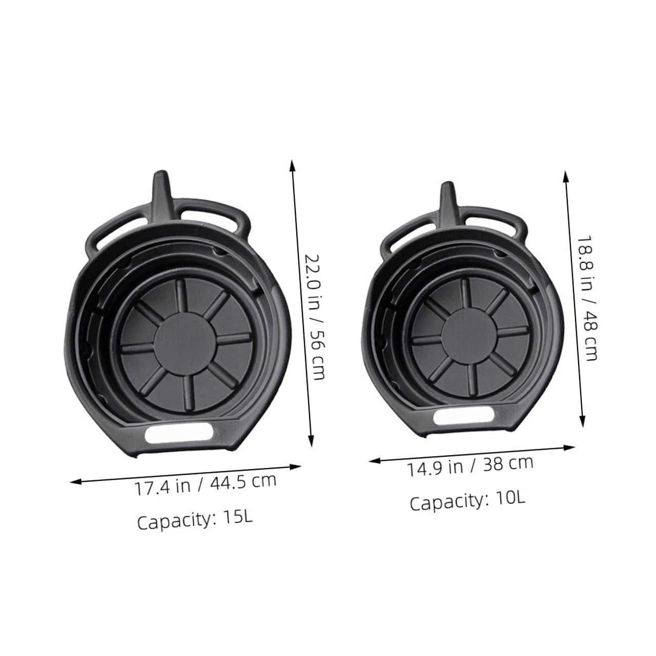 Healeved Bandeja De Goteo para Cambio De Aceite 2 Piezas (10l y 15l) En PE Duradero para Taller Automotor, Almacenamiento De Residuos De Aceite, Mantenimiento De Vehículos