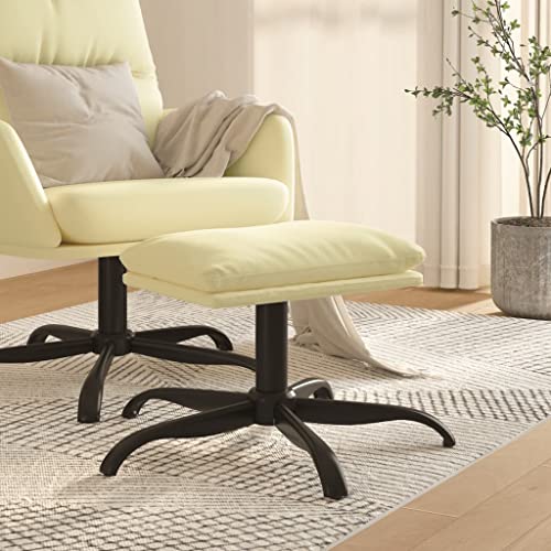 IBUQDDV Repose-pieds en cuir synthétique crème 60 x 60 x 36 cm avec pieds en métal – Tabouret d'appoint anti-taches pour canapé et salon