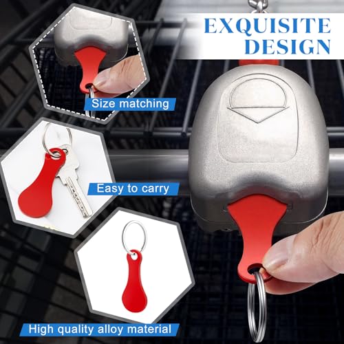 Image of Shimeyao 4 Pcs Portable Aluminum Alloy Keyring Shopping Cart Trolley Tokens Quarter Keychains Gift for Men Women Valentines