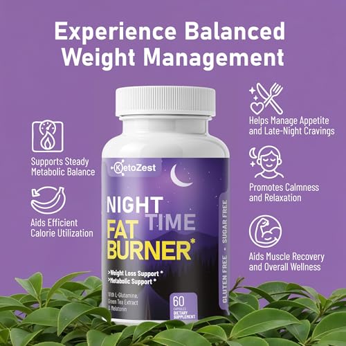 Night Time Fat Burner for Weight Loss - Metabolism Booster Nighttime Belly Fat Burn & Natural Appetite Suppressant Supplement for Men Women - Relaxation Weight Control Support Pills - Image 4