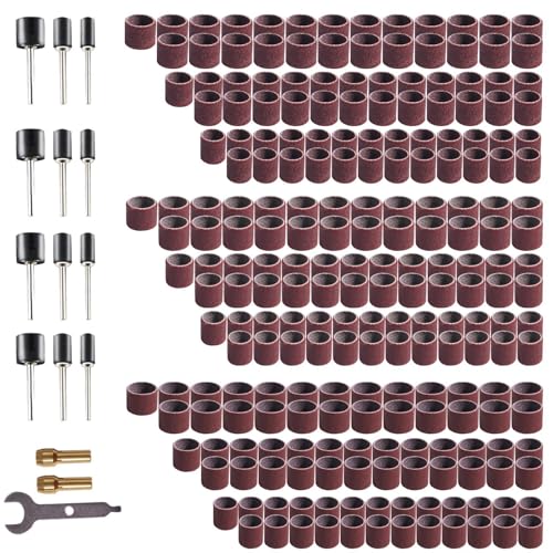 239 tamburi abrasivi per utensili rotanti, punte per levigatrice carta vetrata per trapano accessori per la lavorazione del legno grana 80, grana 240, grana 600