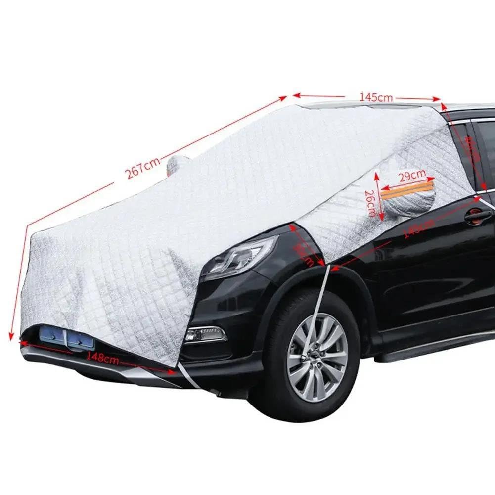 Housse de Protection pour Pare-Brise Couverture Universelle Protection Contre Neige Voiture D'extérieur Étanche Poussière Demi-Couverture Multifonctionnelle Extérieur pour Berline SUV Protection Pare