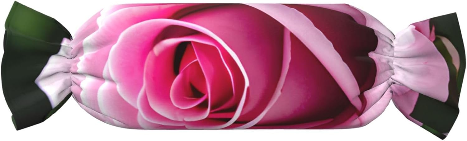 Pink Rose Blossom Print Candy Cylindrical Comfortable Pillow Throw Pillows Home Decor Easy Maintenance