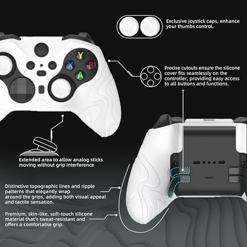 Image of PlayVital Mountain Range Edition Silicone Cover for Xbox Elite Wireless Controller Series 2 & Elite Series 2 Core, White Anti-Slip Controller Skin for Xbox Elite Series 2 Core with Thumb Grips