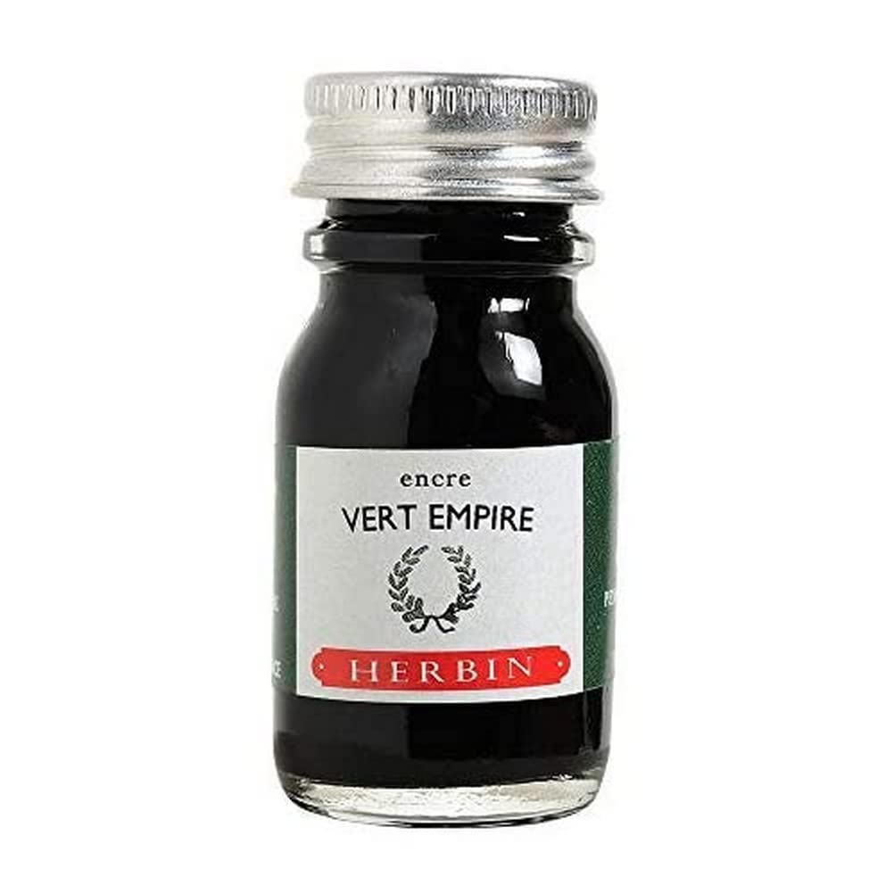 Jacques Herbin11539T - 10 ml Bottle of Ink For Fountain Pens and Rollerball Pens (Product Without Packaging - Zero Waste Objective), Vert Empire/Empire Green