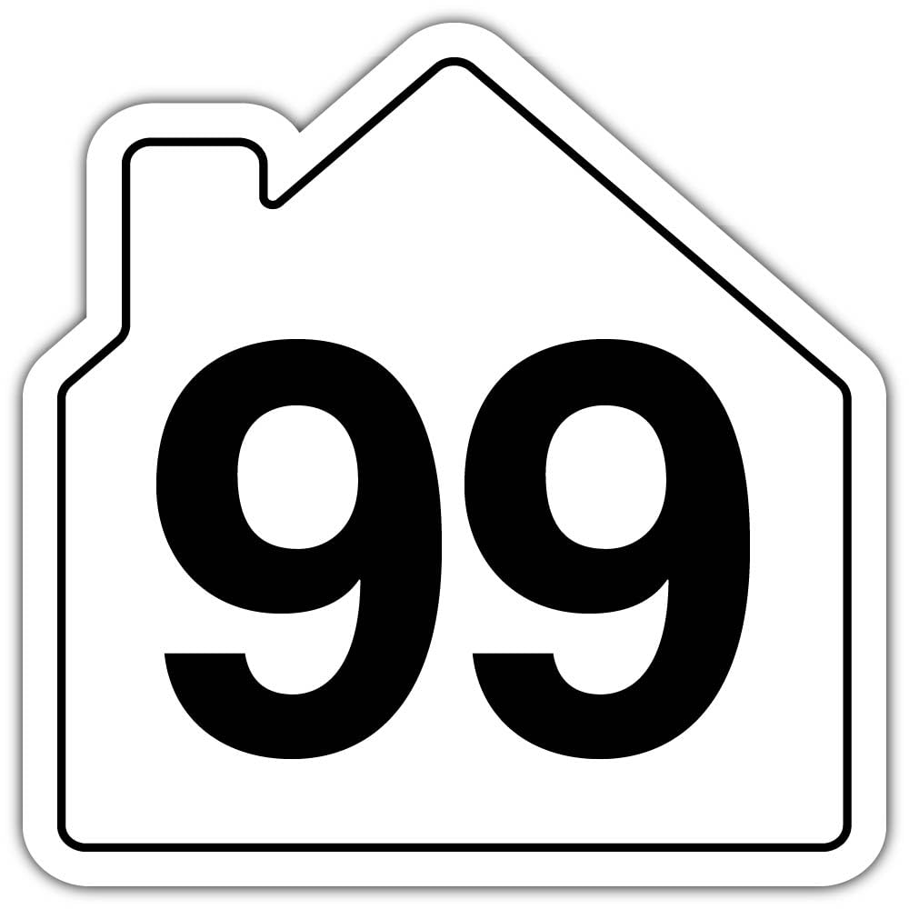 V Safety Number 99 Wheelie Bin Sticker – House Numbers Design Bin Stickers Numbers 1–99 – 150mm x 150mm Durable Waterproof Vinyl Labels for Wheelie Bins – Outdoor House Number Sticker