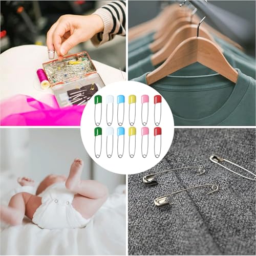 Canollo 12 Stück Sicherheitsnadeln Set, Sicherheitsnadel Groß 55mm, Bunte Haltbar Sicherheitsnadel, Stifte mit Verriegeln Verschluss, Safety Pins für Handwerk Pinning Säumen Dressmaking Nähen