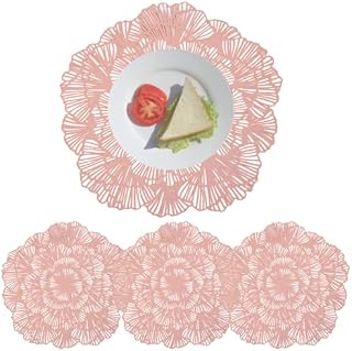 QYIQis Place Mats, 8Pcs Round Placemats, Washable PVC Placemats, Heat-Resistant Placemats, Waterproof PVC Placemats, Washable Table Coasters Non-Slip Kitchen Placemats for Home Kitchen Restaurant