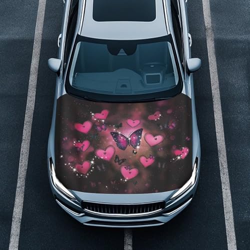 Image of Car Hood Cover,Butterfly Print Decoration Print Stylish Car Hood Cover Protector Suitable Most Automotive Sedans Trucks Pickup Sports Cars for Outdoor