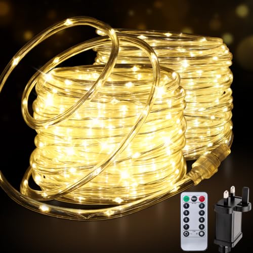 Image of Connectable 66FT/20M 200LED Rope Lights Plug in Warm White Indoor Outdoor