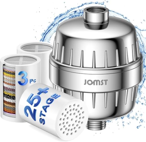 25 Stages Shower Filter with 3 Cores - Maximize Shower Sediment Filtration & Reduce 97.45% Chlorine in Shower Water - For Softer Skin & Shinier Hair - Model SA-001