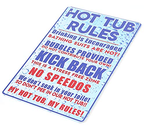 MeowPrint Hot Tub Rules Oudoor Sign for spa Yard Funny Tin Sign 8x12IN