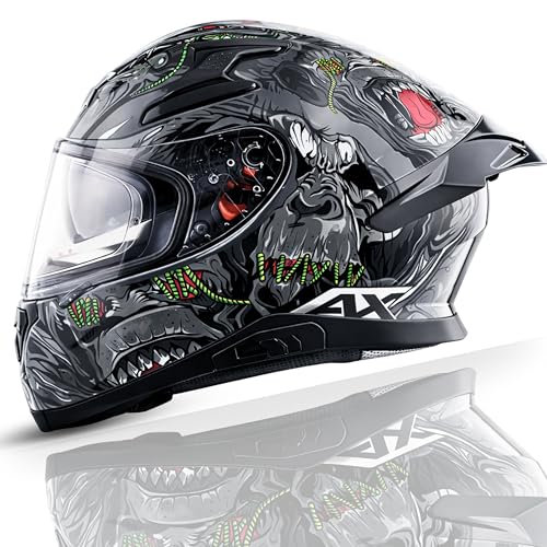 Axor Apex Ascetic Motorcycle Helmet | Triple Certified (ISI/DOT/E...