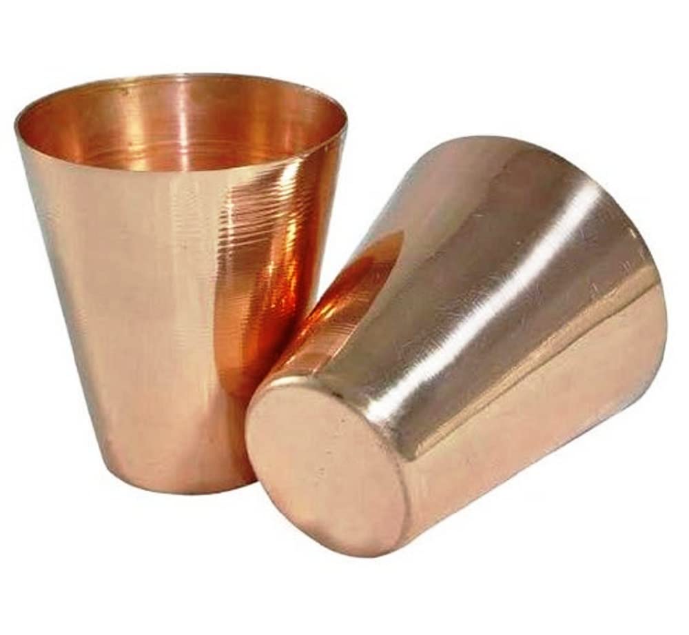 Pure Copper Shot Cups/Glass Collection Set of 2-2oz for for Moscow Mules, Cocktails & Shooters Ice Cold Vodka, Tequila, Whisky