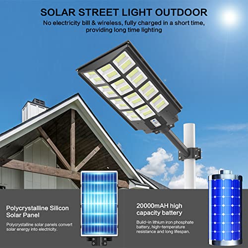 Voojoy 2 Pack 1600W Solar Street Lights Outdoor 120000 Lumens Dusk To Dawn Motion Sensor Solar Light Solar Flood Lights With Remote Control Arm Bracket For Garden,Yard, Path #TOP3