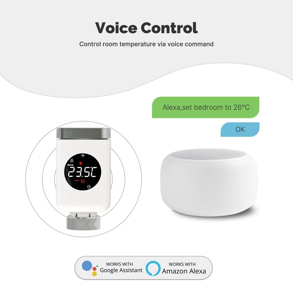 Tuya Smart WiFi, cabezal termostático, actuador de válvula de radiador, controlador de temperatura inteligente TRV WiFi, vida inteligente, WiFi, duradero, fácil de usar